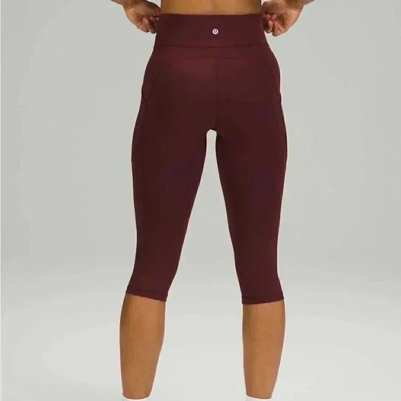 Lululemon Invigorate High-Rise Crop 17" Red Merlot 4 - Picture 2 of 9